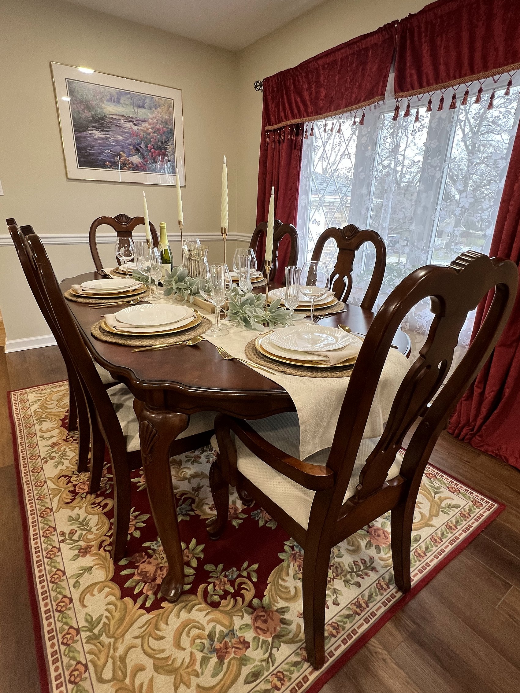 The dining room at Aria House, table set for a meal